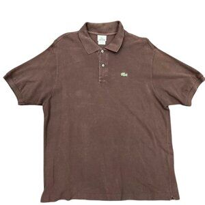Lacoste Vintage Brown Polo Shirt – Button Down Collar – Men’s 2XL